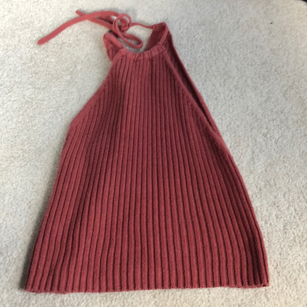 High neck burnt orange top